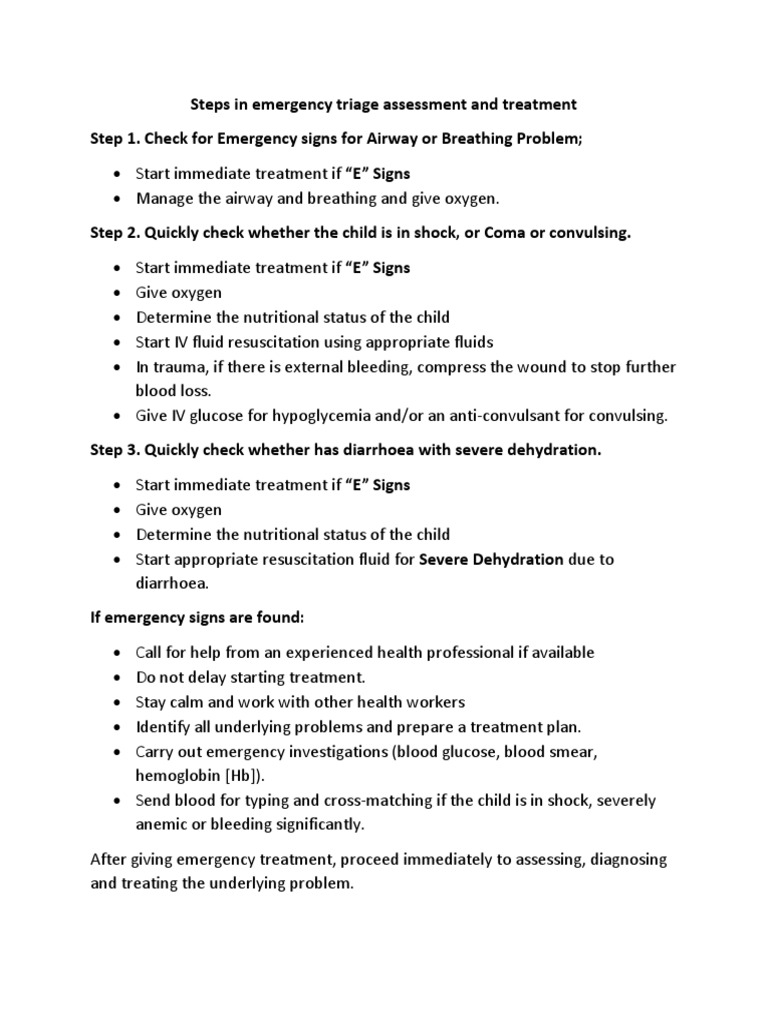 Steps in Emergency Triage Assessment and Treatment PDF