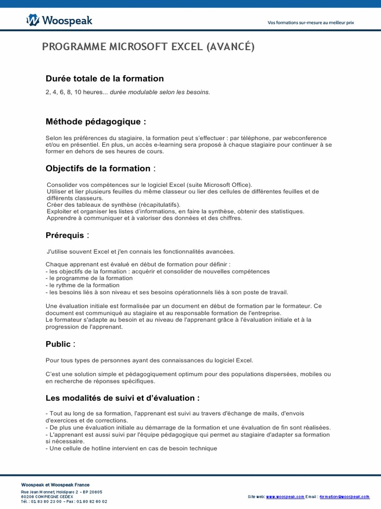 Programme Avancé Microsoft Excel | PDF