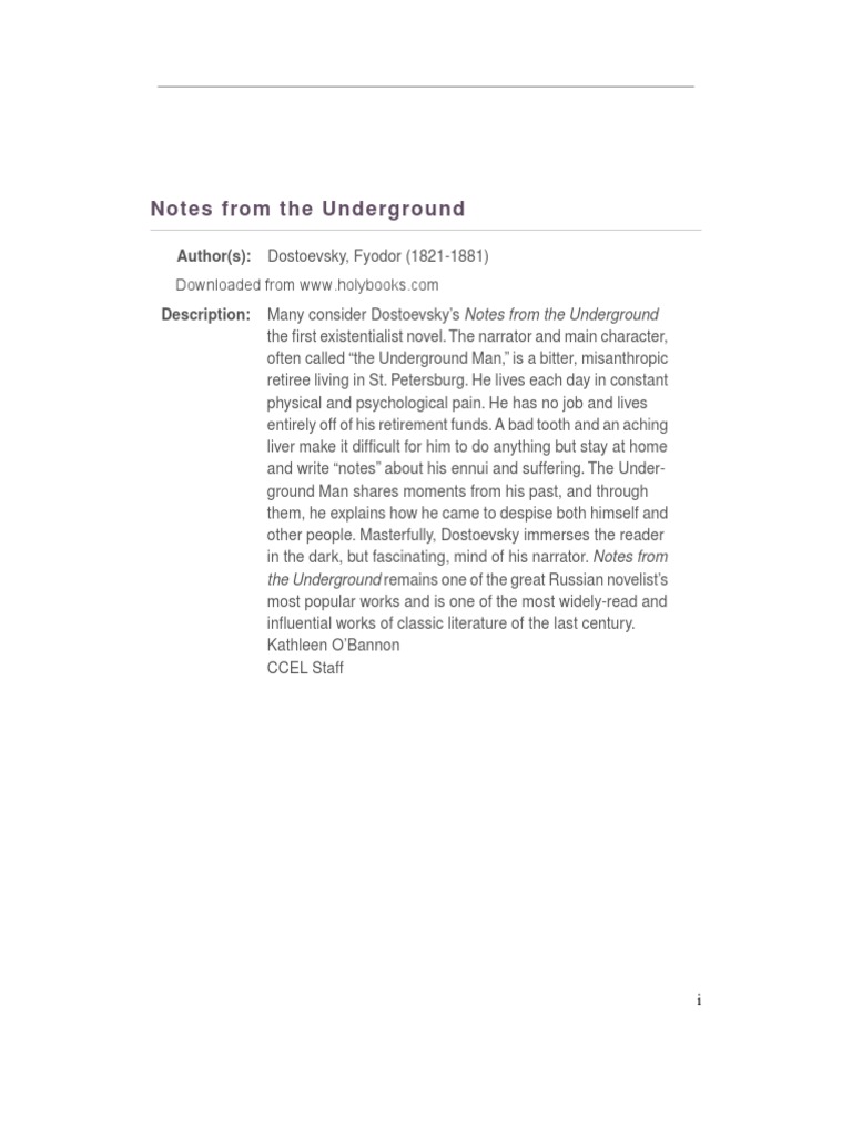 Notes From The Underground PDF Reason Mind