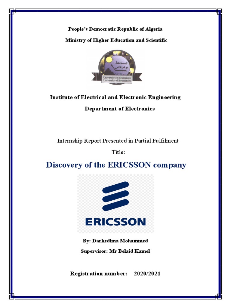 Ericsson Internship Report in Algeria | PDF | Electronics | Service ...