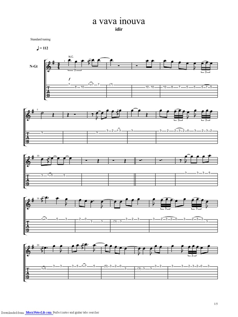 IdirA Vava Inouva PDF Guitar Family Instruments Connotation