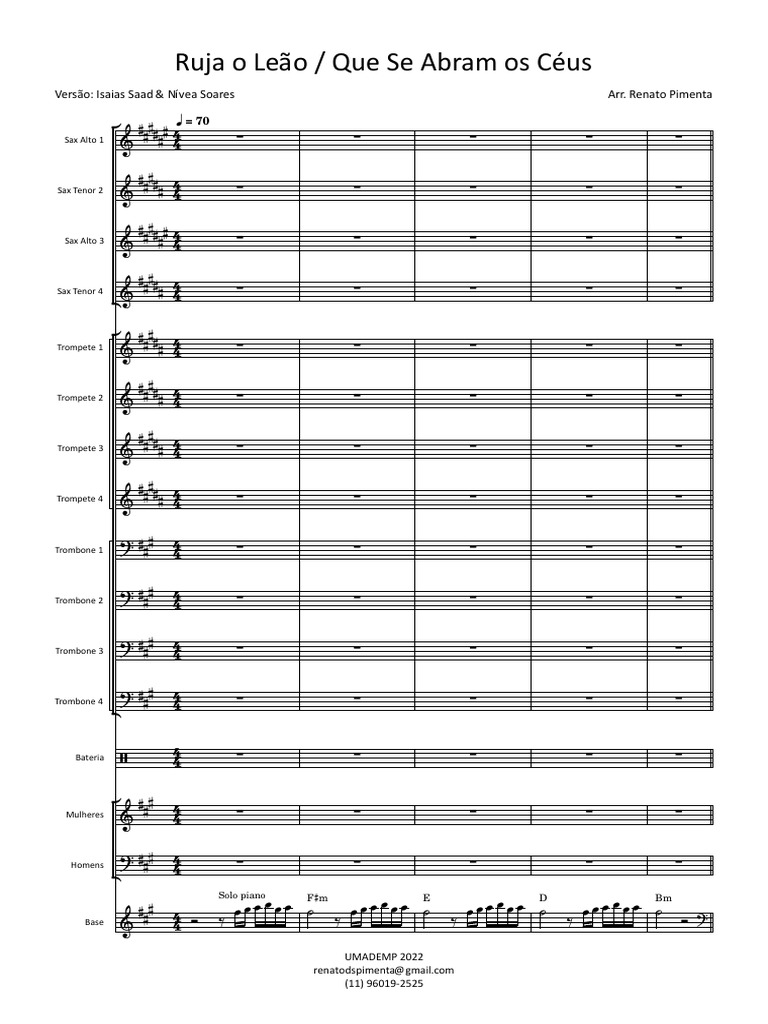 Ruja o LeãoPartitura e Partes PDF Música clássica Instrumentos musicais
