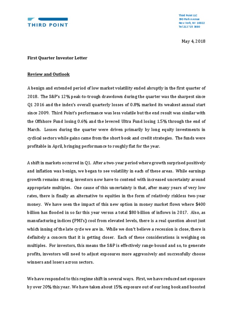 First Quarter Investor Letter: Third Point LLC 390 Park Avenue New York ...