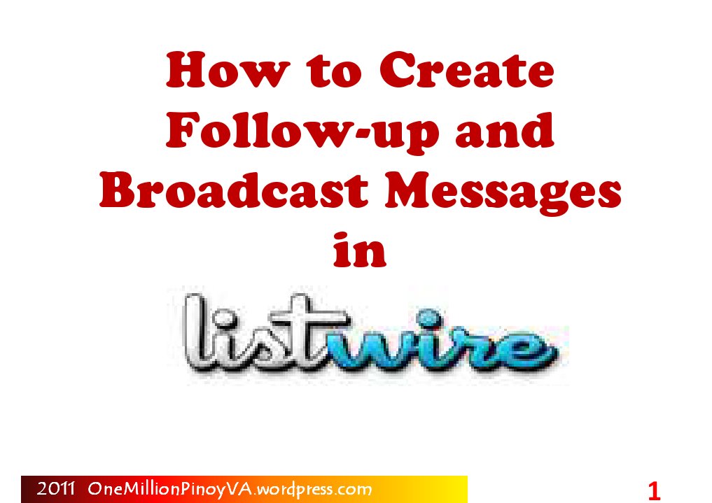Creating Broadcast Messages with Listwire | PDF | Computer Mediated ...