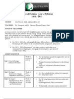 5th Grade Science Course Syllabus 2011 - 2012