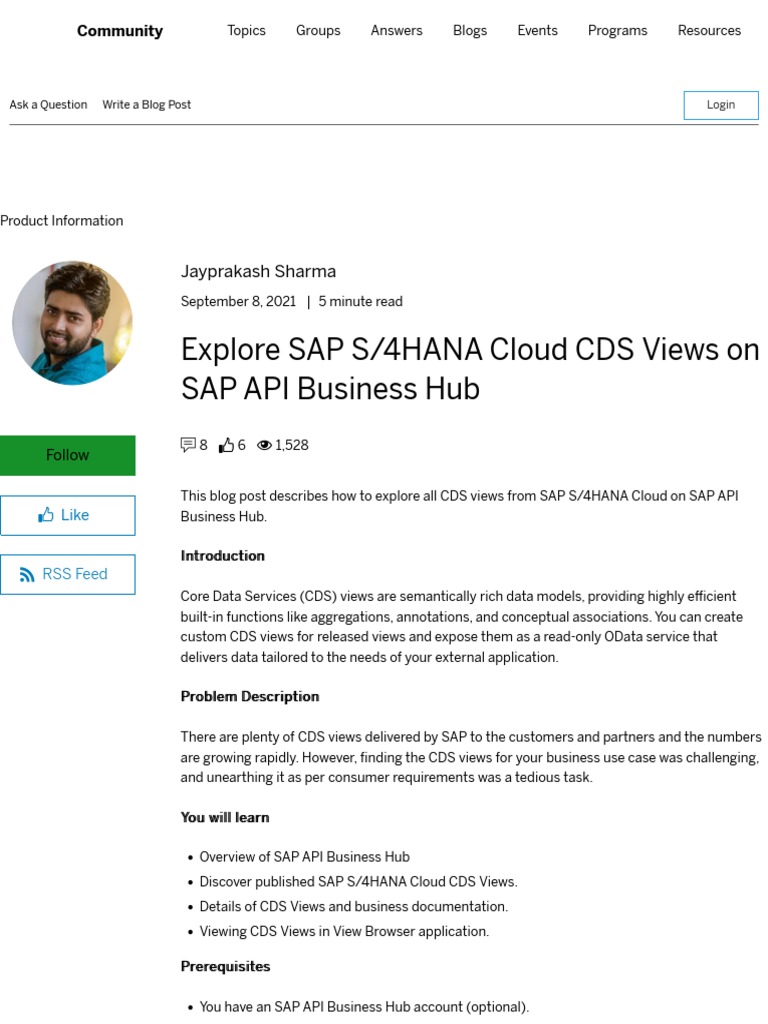 Explore sap s4hana cloud cds views on sap api business hub pdf