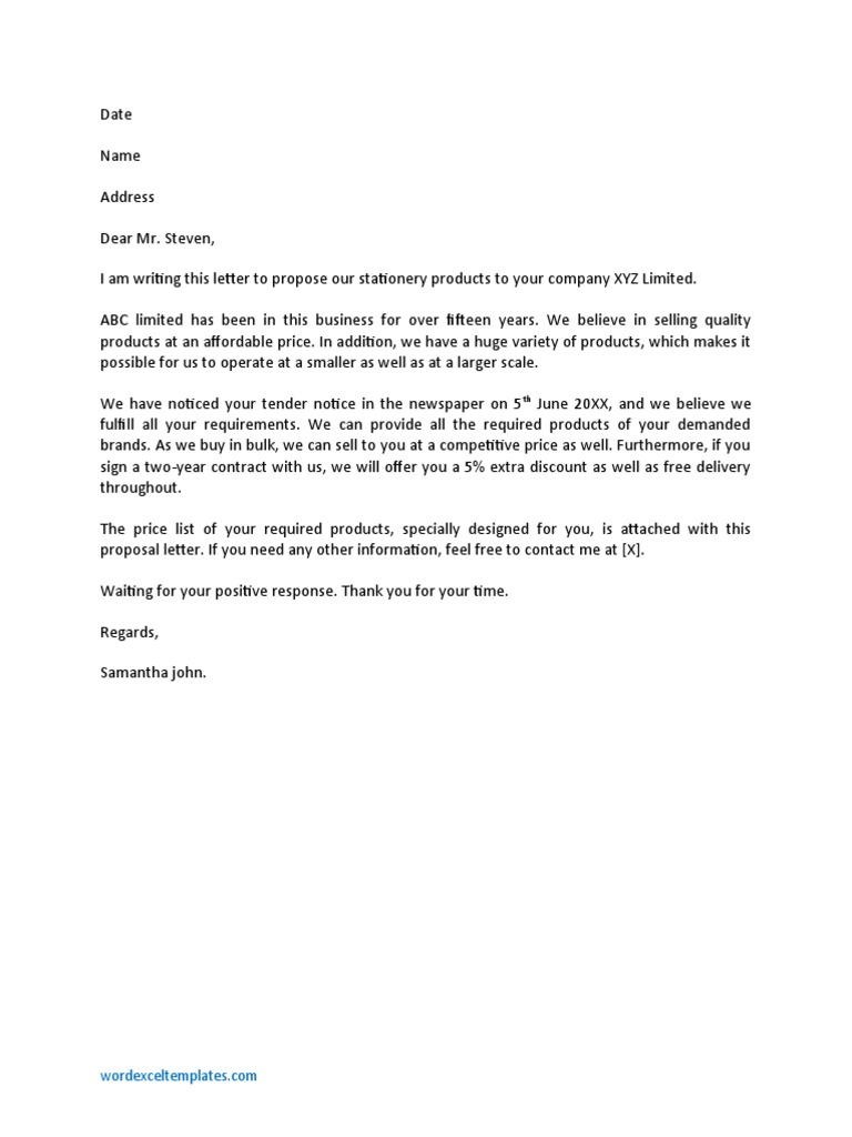 Proposal Letter To Sell Products | PDF