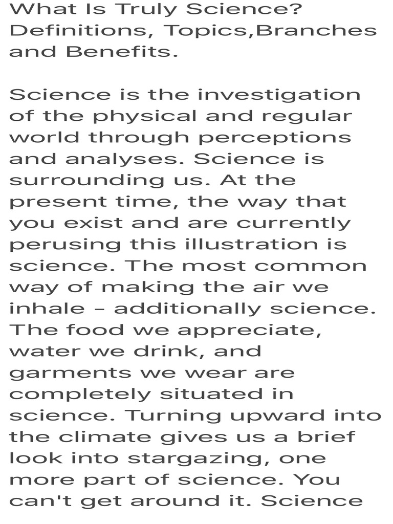 What Is Truly Science?Definitions, Topics, Branches and Benefits. PDF