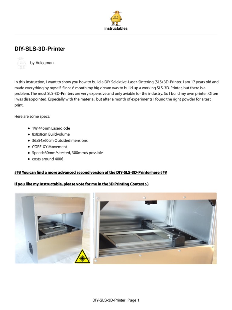 Diy Sls 3d Printer Pdf Belt Mechanical 3 D Printing