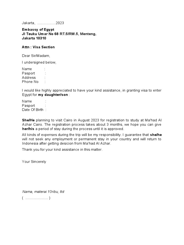 Statement Letter PDF