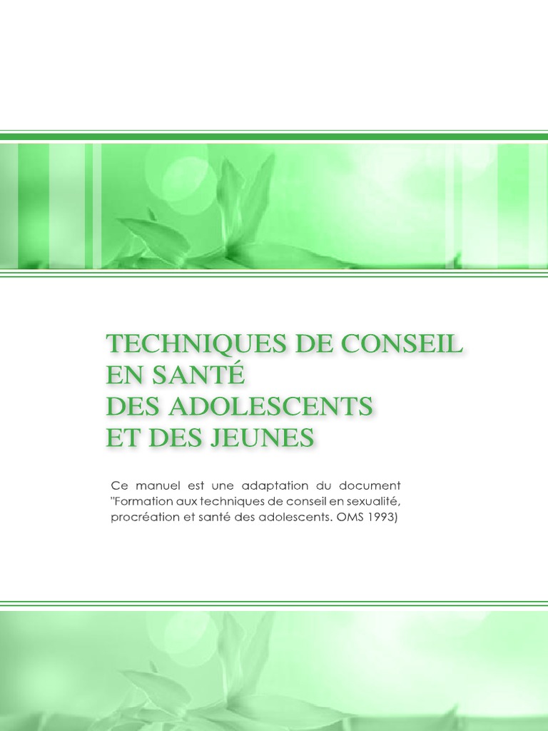 Techniques De Conseils Des Ados Et Des Jeunes Pdf