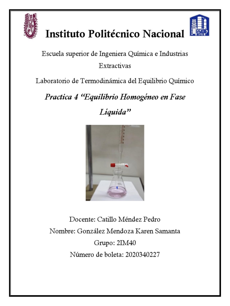 Equilibrio Homogéneo en Fase Líquida | PDF | Equilibrio químico ...