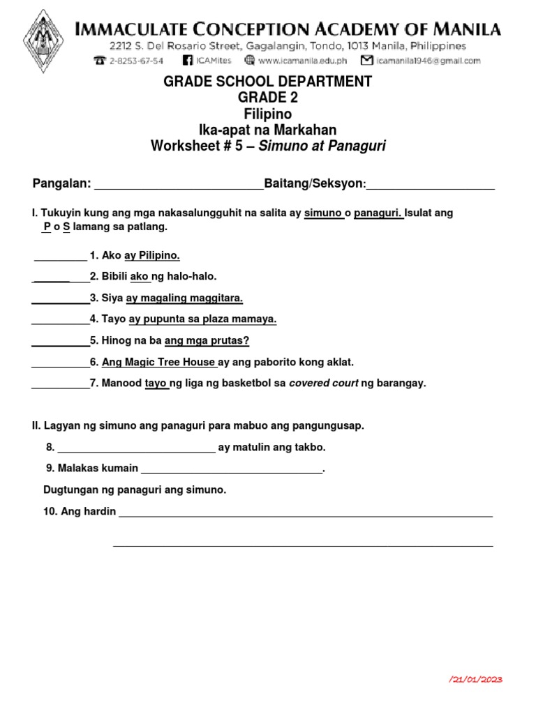 Fil 2 - Worksheet #5 | PDF