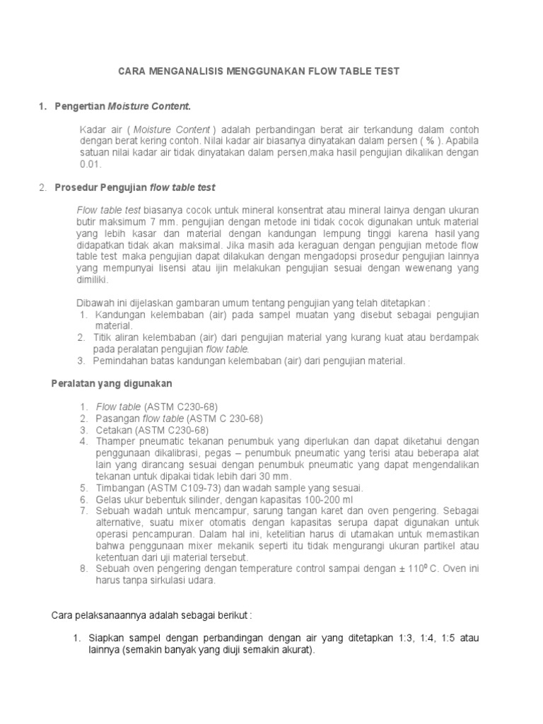 Panduan Pengujian Flow Table Test | PDF | Metode & Bahan Ajar ...