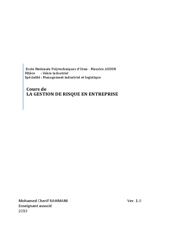 Gestion des Risques en Entreprise | PDF | Risque | Contrôle interne