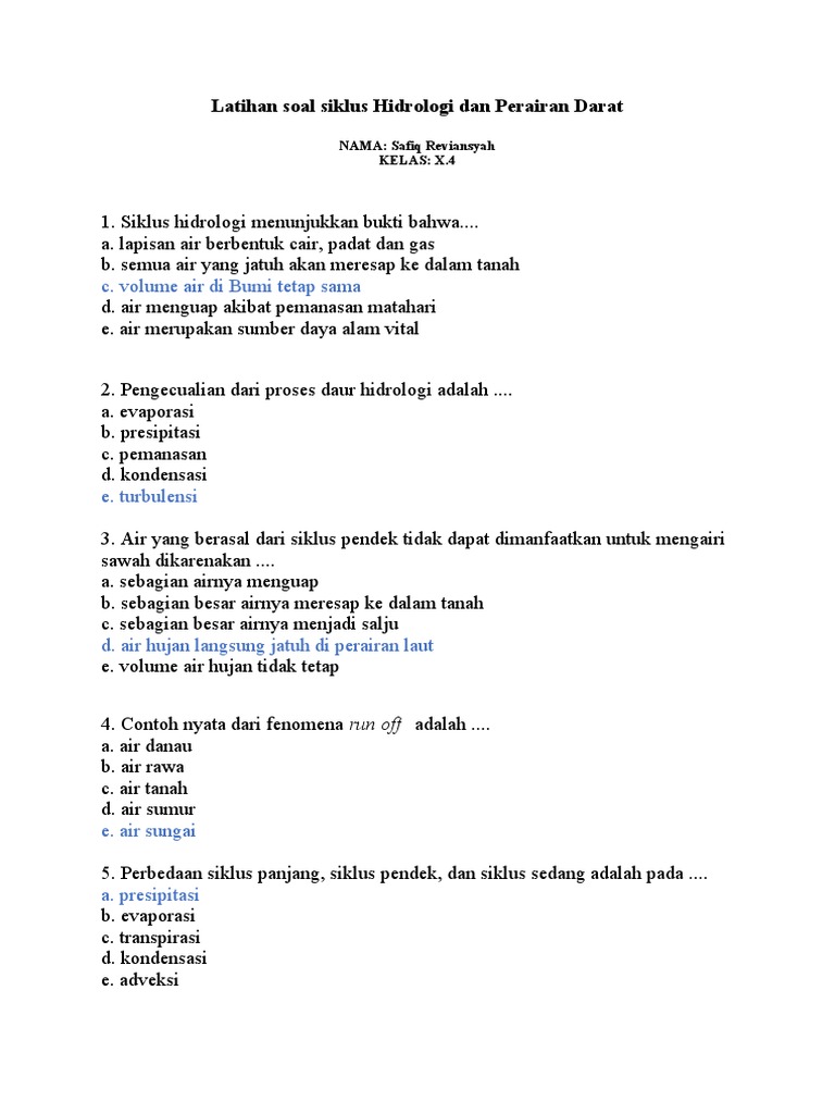 Latihan Soal Siklus Air 2 | PDF