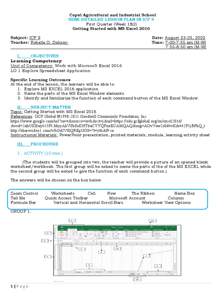 Icf 9 LP1 PDF Microsoft Excel Worksheet