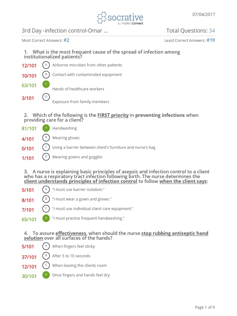 Infection Control Q With Answers PDF Surgery Methicillin