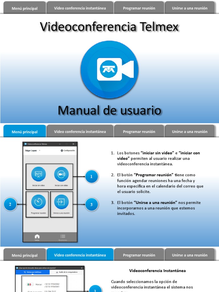 Manual de Usuario - Videconferencia Telmex | PDF | Videotelefonía ...