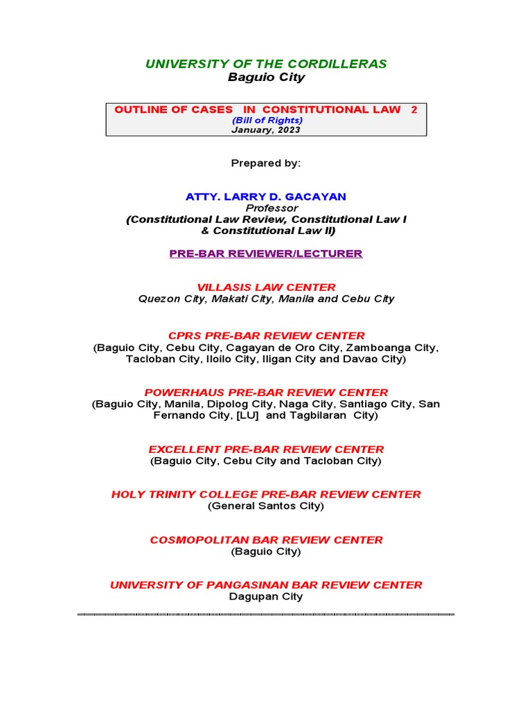 Constitutional Law Cases Outline | PDF | Eminent Domain | Right To Silence