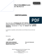 Certificado Laboral Yury Rodriguez