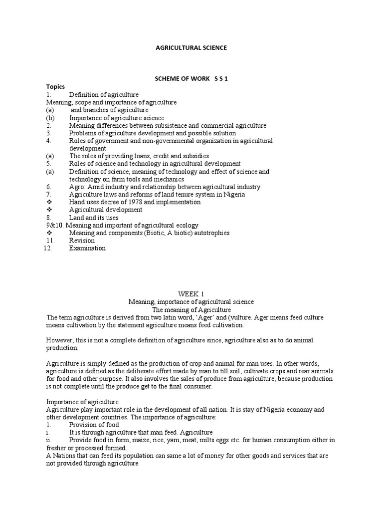Agricultural Science Ss1 Pdf Agriculture Intensive Farming