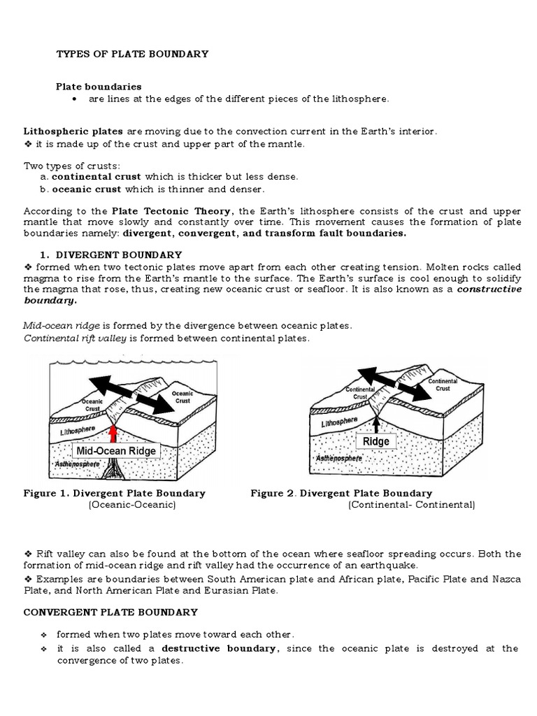 Types of Plate Boundary | PDF | Plate Tectonics | Crust (Geology)