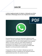 A Efetiva Implementação de Citações e Intimações Por Meio Eletrônico (Whatsapp) Através Dos Negócios Processuais