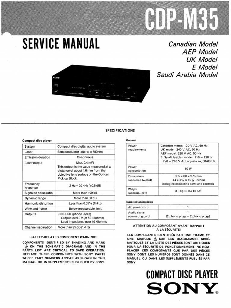 Y.S Sony CDP-M35 Service Manual | PDF