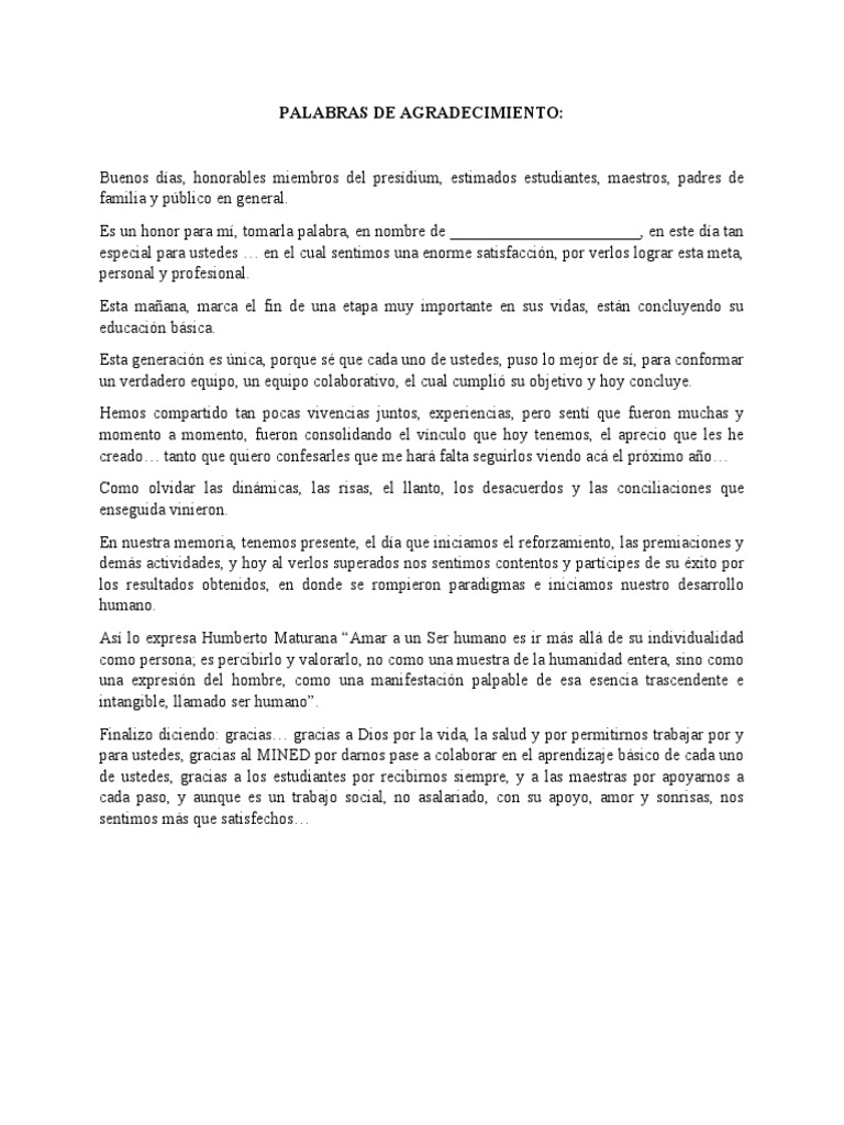 Discurso de Agradecimiento por Apoyo | PDF | Salud y bienestar