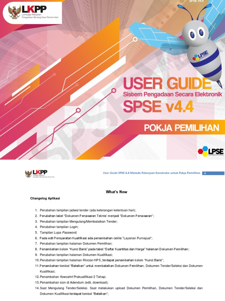 User Guide SPSE v4.4 Pokja Pemilihan - Tender Konstruksi (September