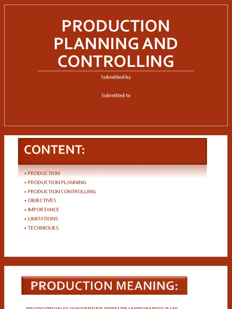 Production Planning and Control Techniques | PDF | Inventory | Business ...