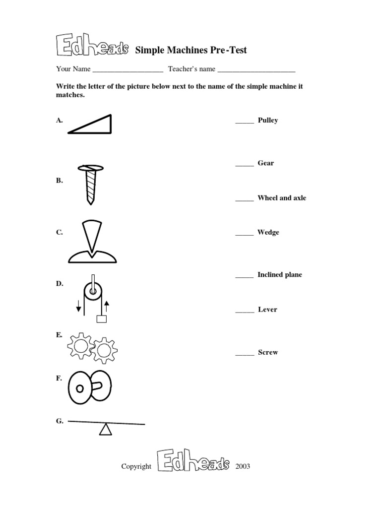 Simple Machines Pre Test