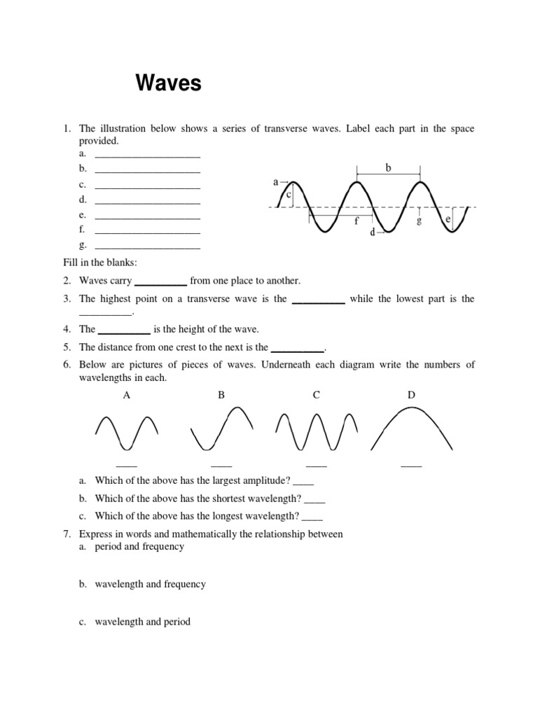 G9 Waves Worksheet PDF