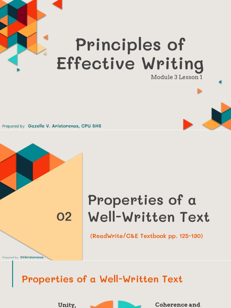 M3L1.2 Principles of Effective Writing Properties of WellWritten