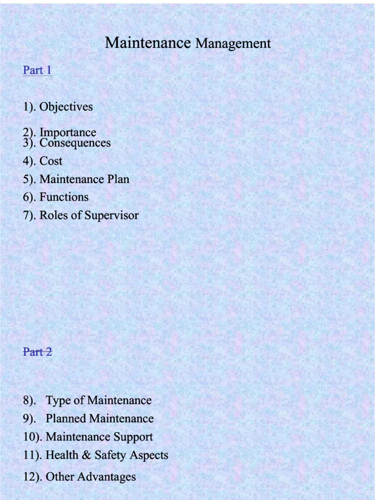 Maintenance Management | PDF | Production And Manufacturing