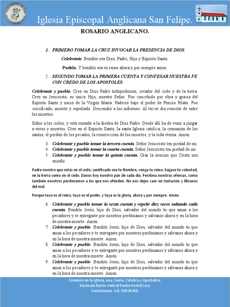 Rosario Anglicano: Oraciones y Credo | PDF | orador del Señor ...