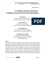 The Effect of Personal Financial Resources Planning On Job Satisfaction and Performance