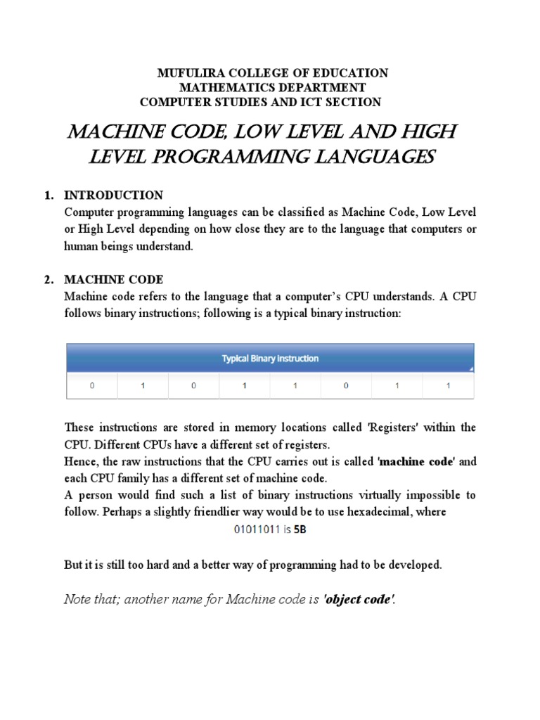 Levels of Programming Languages PDF Assembly Language Programming