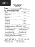 SCIENCE 9 EXAM (2nd Quarter) Questions