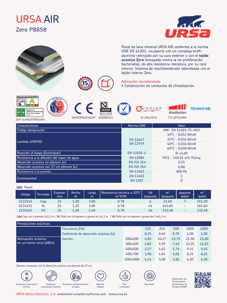 Paneles URSA AIR Zero para Aislamiento | PDF