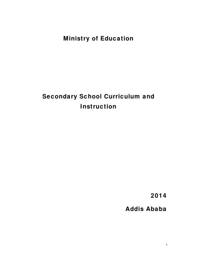Ethiopian Secondary School Curriculum | PDF | Rationalism | Curriculum