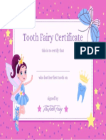 Pink Tooth Fairy Certificate