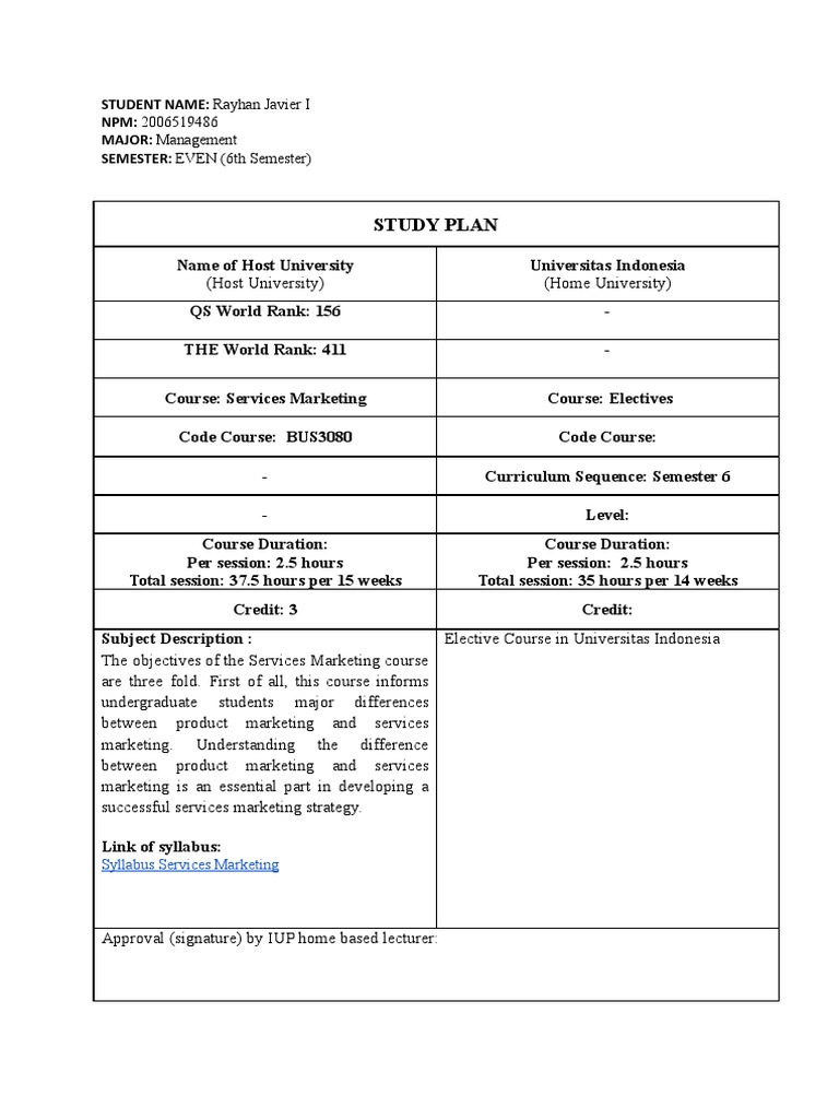Study Plan for Management Major | PDF | Curriculum | University