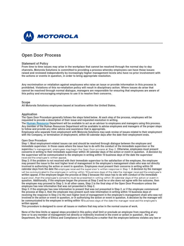 Open Door Process PDF Employment Human Resources