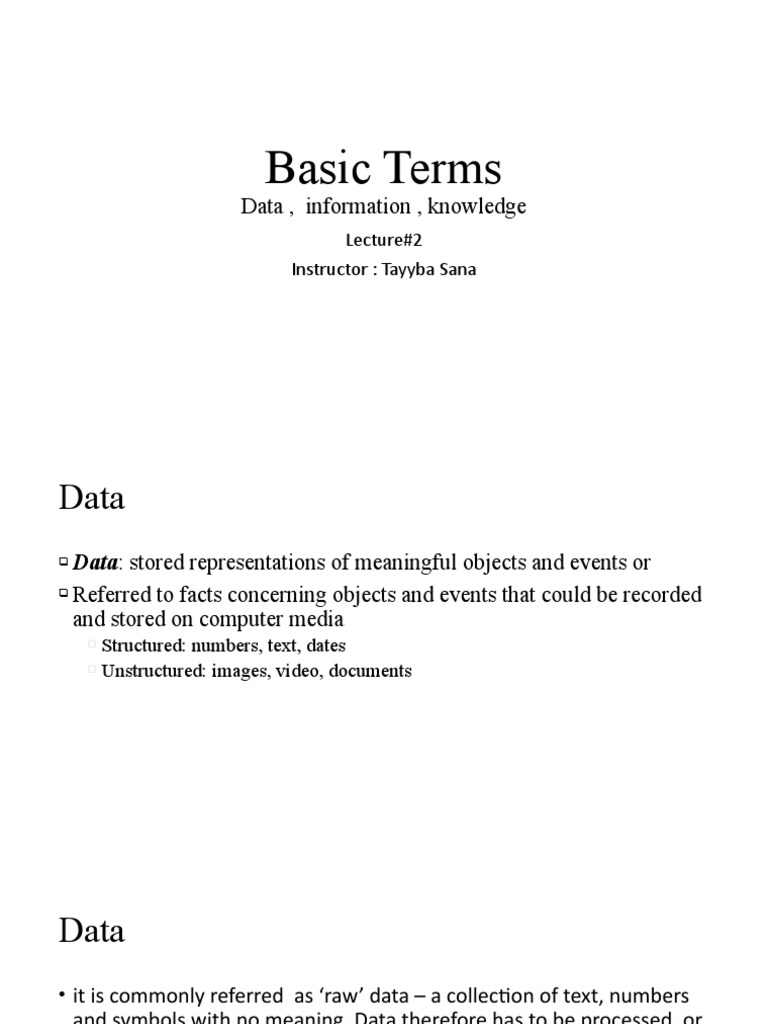 Data, Information and Knowledge | PDF | Databases | Information
