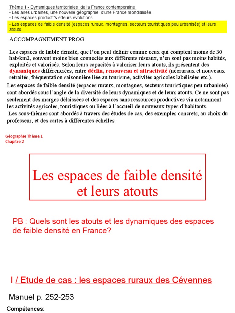 Atouts des espaces de faible densité | PDF | Zone rurale | France