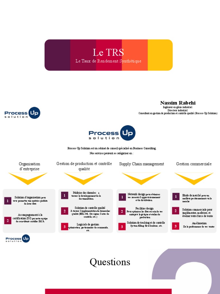 Optimisation du TRS en production | PDF | Consultant | Secteurs du service