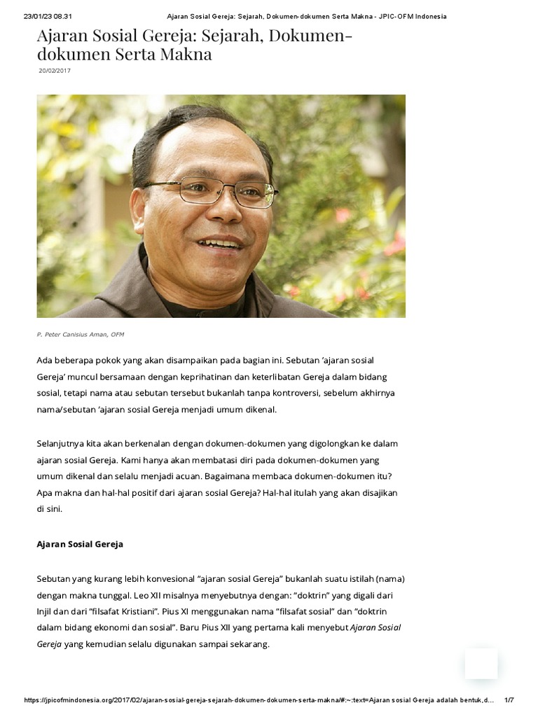 Ajaran Sosial Gereja Sejarah, DokumenDokumen Serta Makna JPICOfM