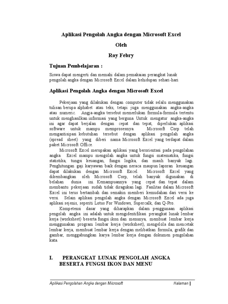 Bahan Ajar Microsoft Excel Pdf